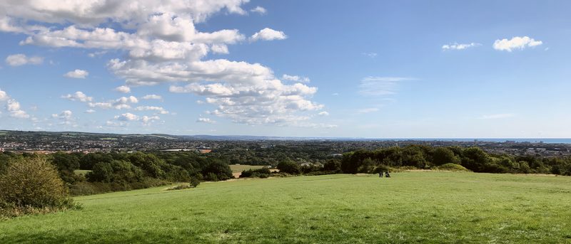 Highdown Hill, looking east towards Worthing and the sea