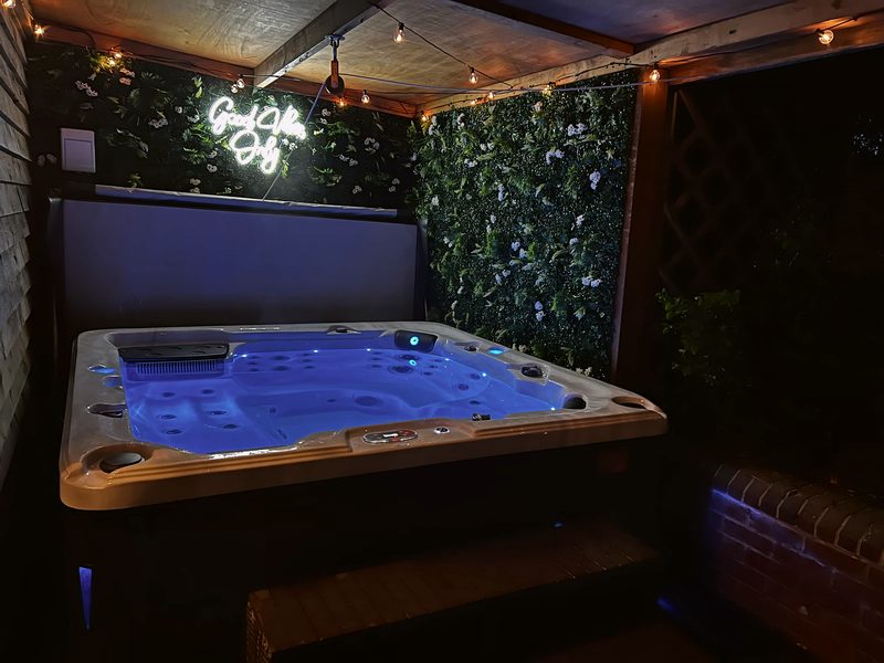 The hot tub at night
